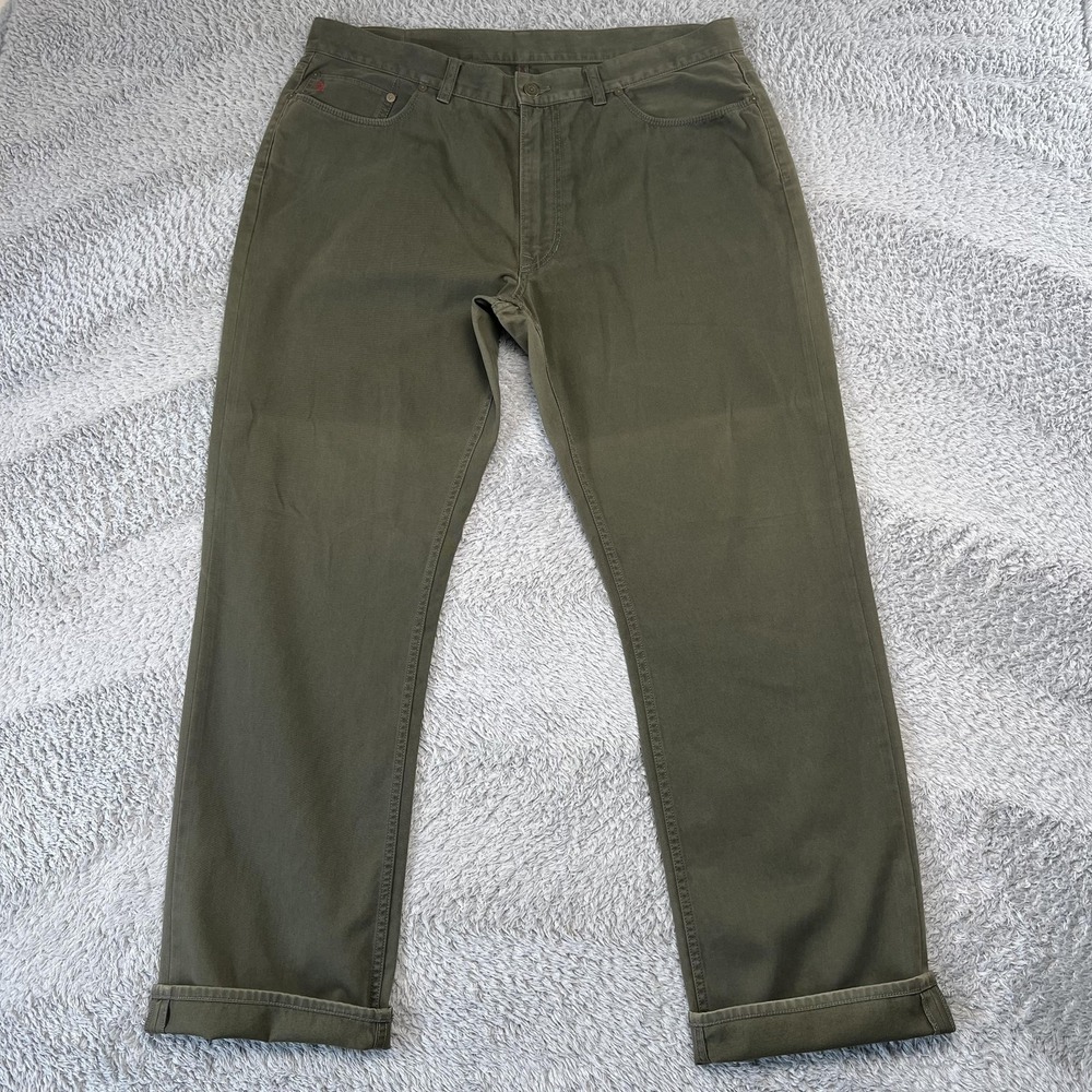 Polo Ralph Lauren Pants Mens 38x32 Green Wide Leg Dungarees Chino Casual Twill